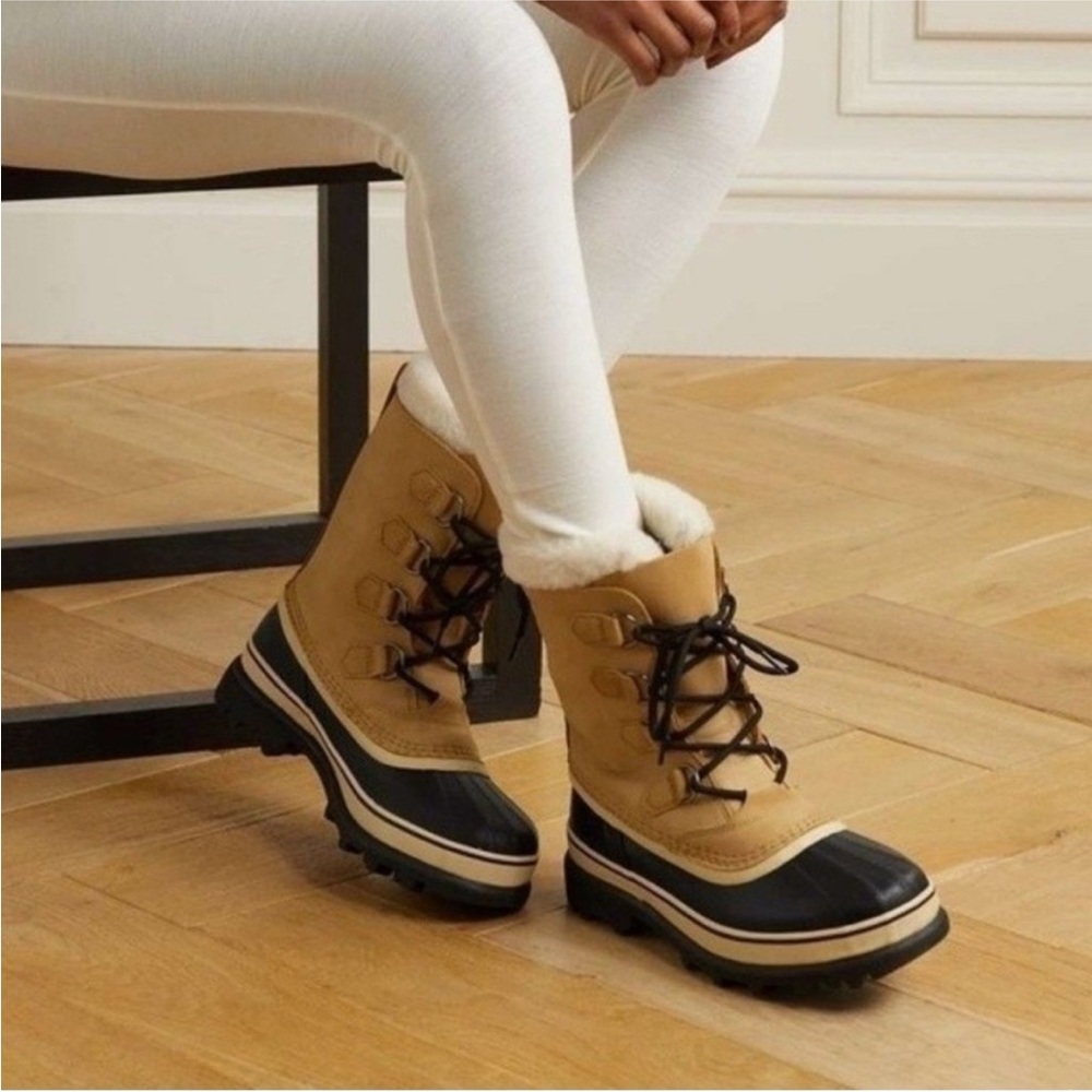 SOREL Caribou fleece-trimmed nubuck and rubber snow boots